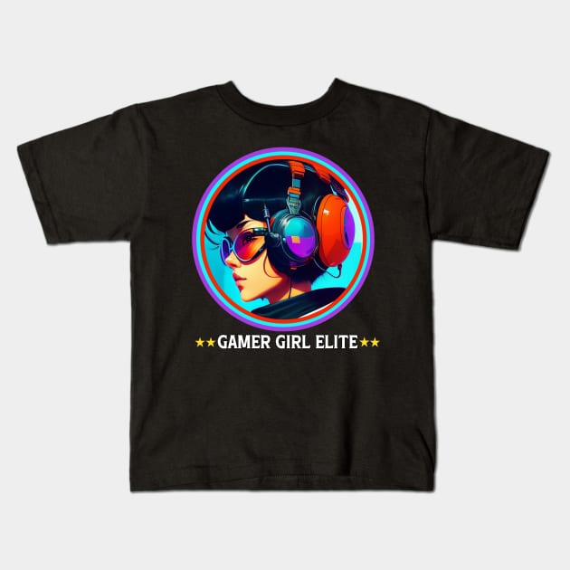 Gamer Girl Elite Kids T-Shirt by QuirkyPrintShop